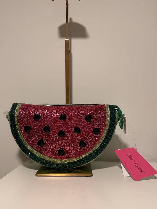 Betsey Johnson Handbags - Betsey Johnson Novelty Watermelon Clutch with Crystals - Pink & Green